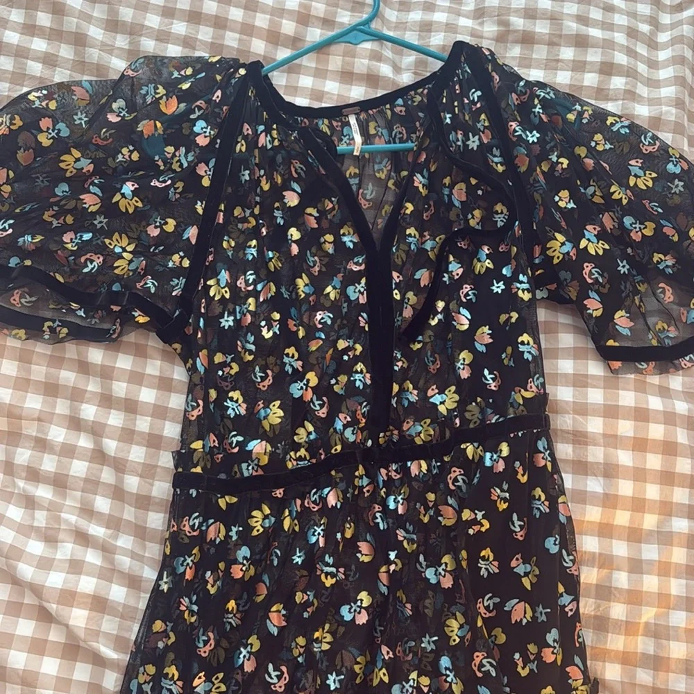 Free People Practical Magic Floral Print Mesh Dress Size S - Picture 2 of 5